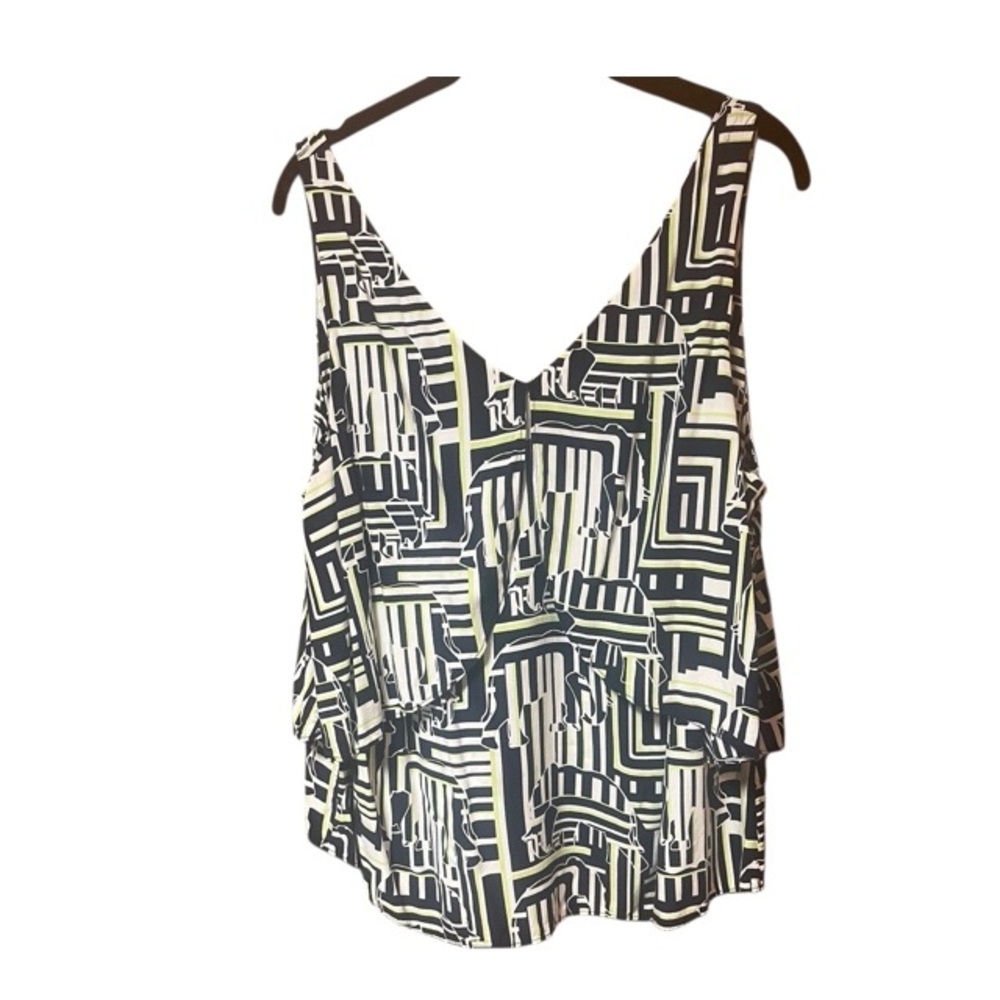 Crown & Ivy Elephant Print Layered Sleeveless Blouse‎